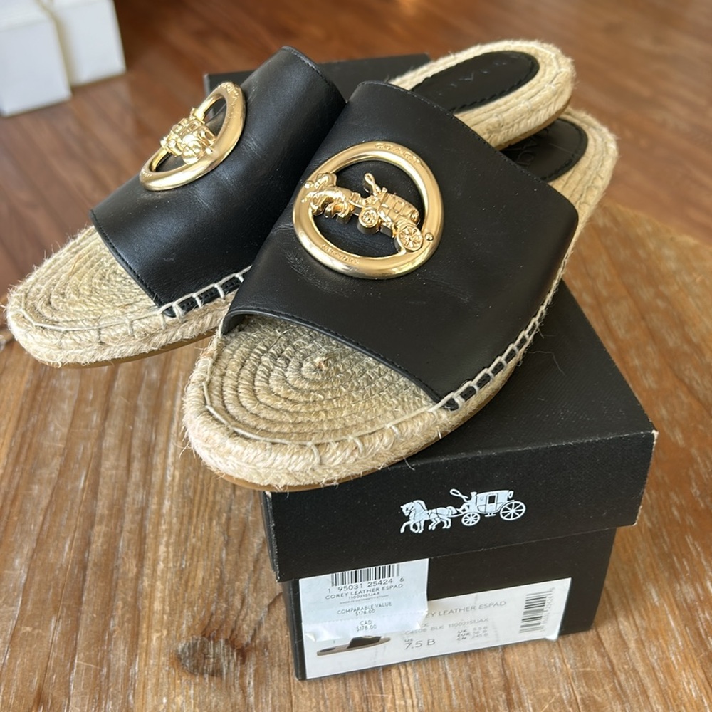 Coach Corey Black Slides with Gold Detail - Picture 4 of 17